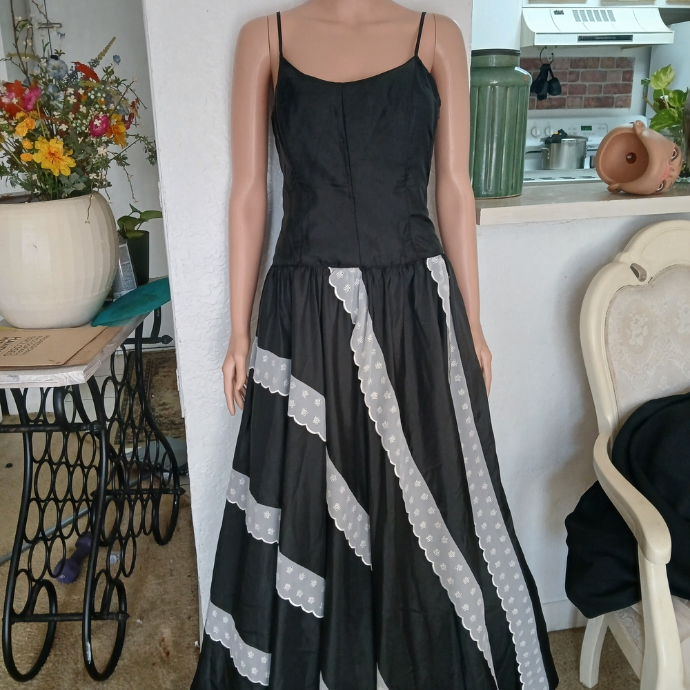 Chic Black Dress with White Accents